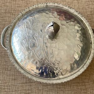Metal serving dish with lid
